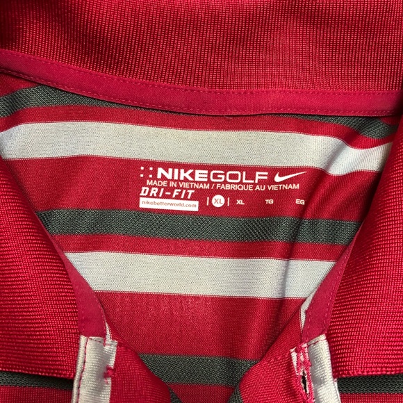 Nike Dri-fit Maroon Stripped Button Up Polo Shirt - Picture 4 of 5